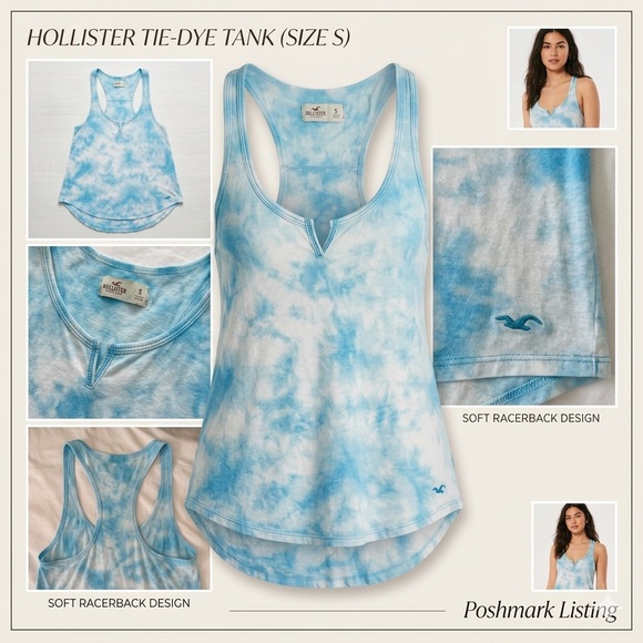Hollister Tops - Hollister Blue Tie-Dye Racerback Tank Top | Size Small | Lightweight Summer Top